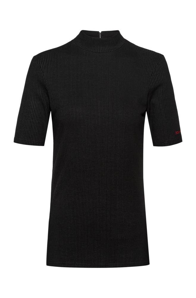 Hugo Boss Slim-fit mock-neck top Svarte | wqo0pUSR