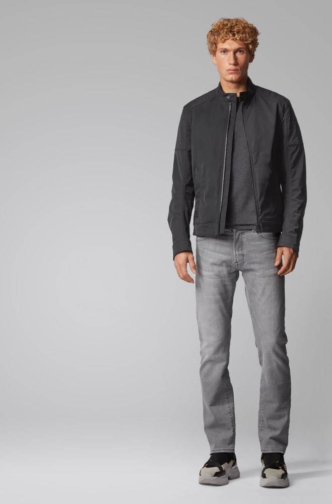 Hugo Boss Slim-fit padded jacket Svarte | owImGfZN