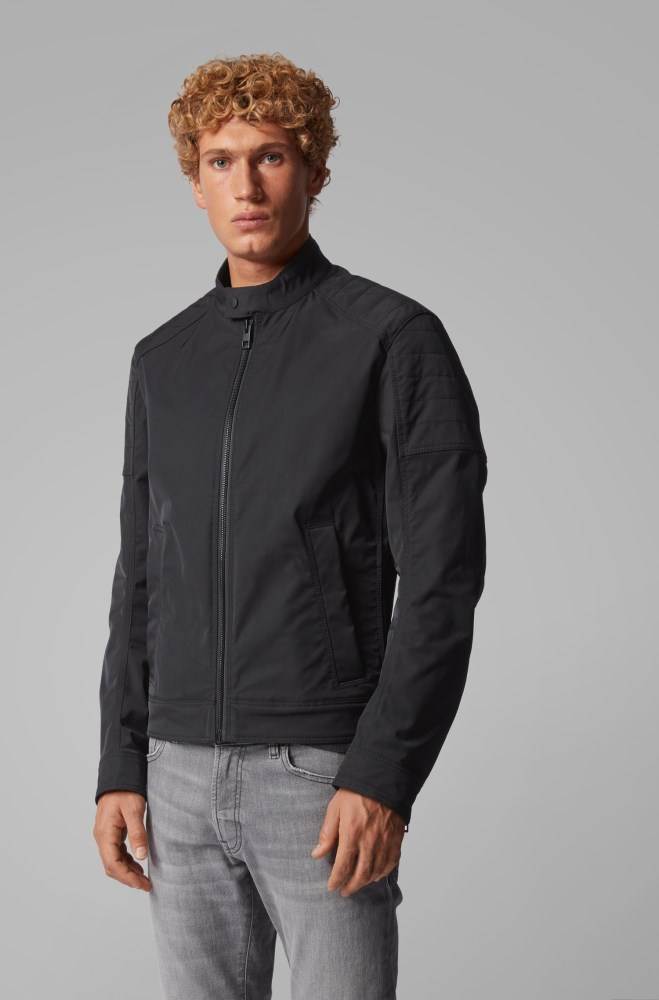 Hugo Boss Slim-fit padded jacket Svarte | owImGfZN