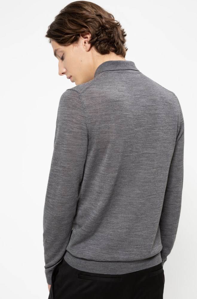 Hugo Boss Slim-fit polo-neck sweater Grå | HyMwTHtW