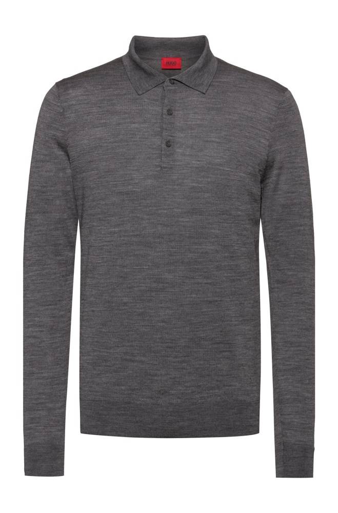 Hugo Boss Slim-fit polo-neck sweater Grå | HyMwTHtW