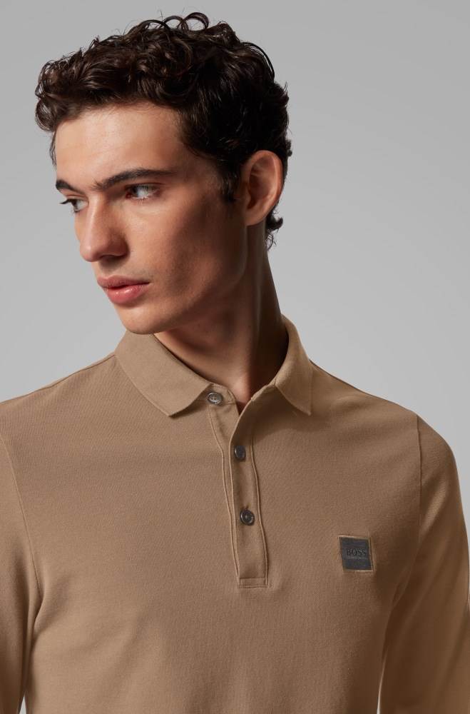 Hugo Boss Slim-fit polo shirt Brune | Ae6hkyR8