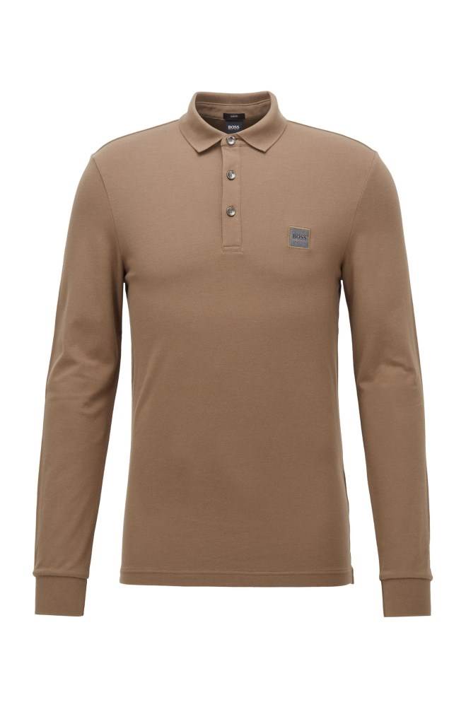 Hugo Boss Slim-fit polo shirt Brune | Ae6hkyR8