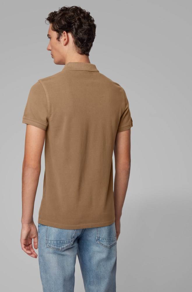 Hugo Boss Slim-fit polo shirt Brune | aVhqOuSP