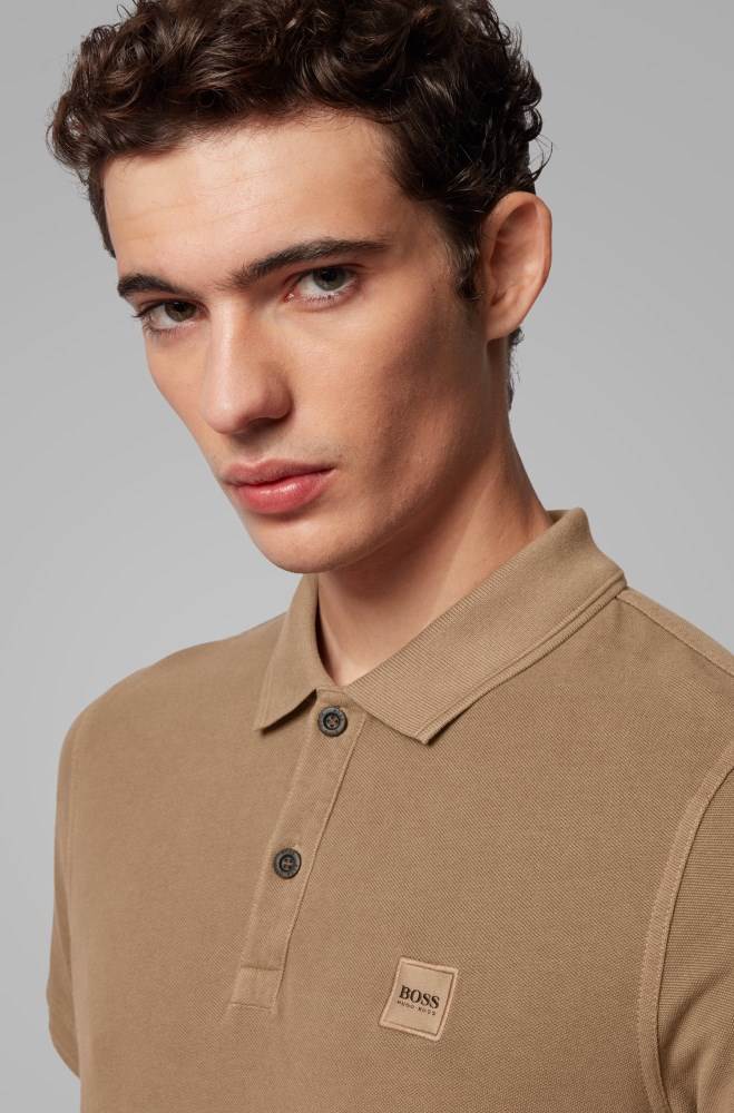 Hugo Boss Slim-fit polo shirt Brune | aVhqOuSP