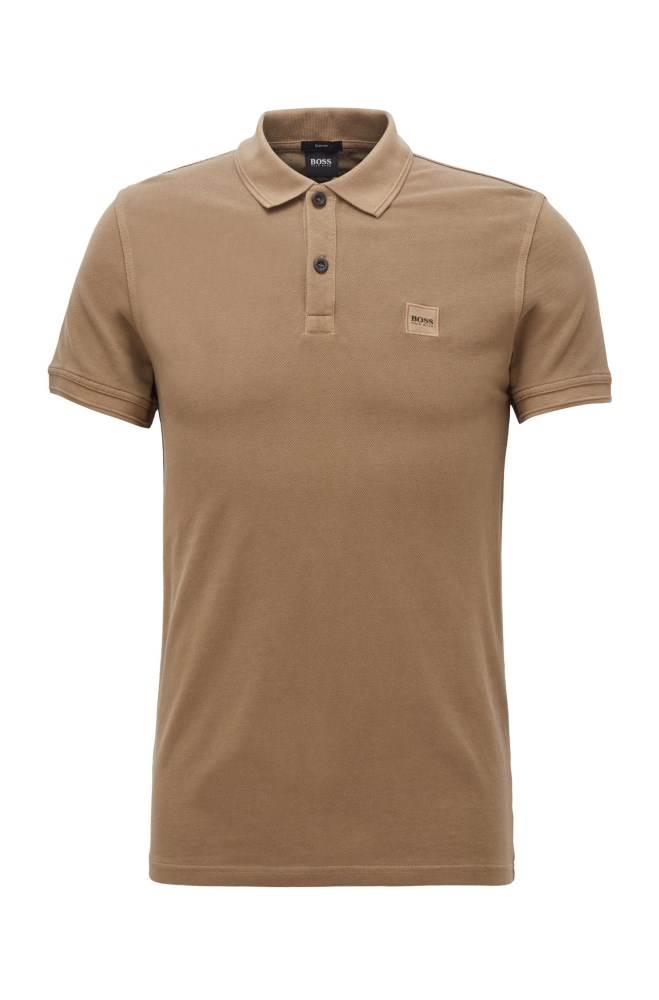 Hugo Boss Slim-fit polo shirt Brune | aVhqOuSP