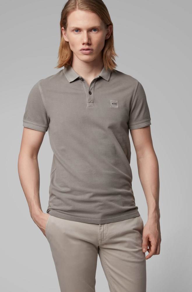 Hugo Boss Slim-fit polo shirt Grå | 5762eWxf