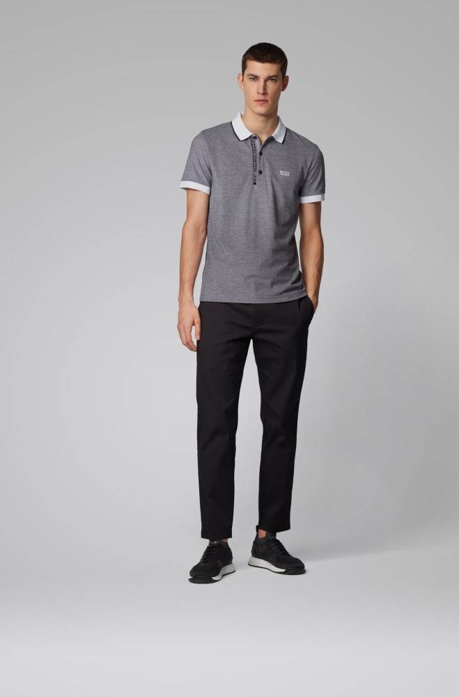 Hugo Boss Slim-fit polo shirt Grå | ZBAtoe2o