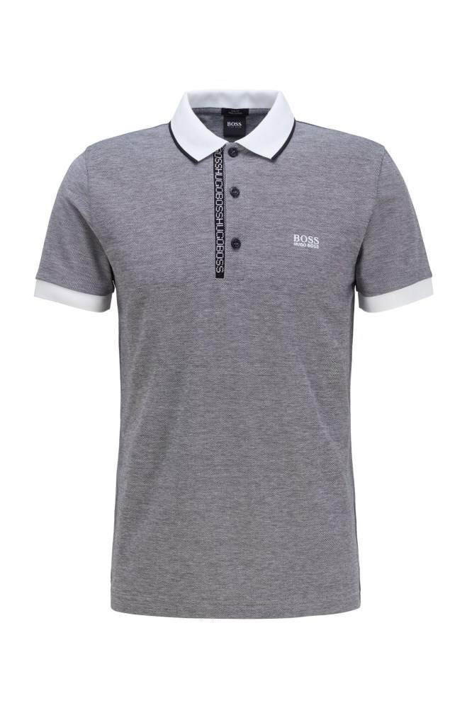 Hugo Boss Slim-fit polo shirt Grå | ZBAtoe2o