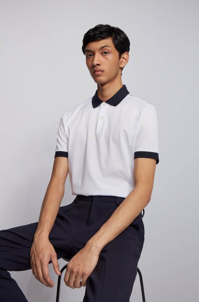 Hugo Boss Slim-fit polo shirt Hvite | 3FM2krxv