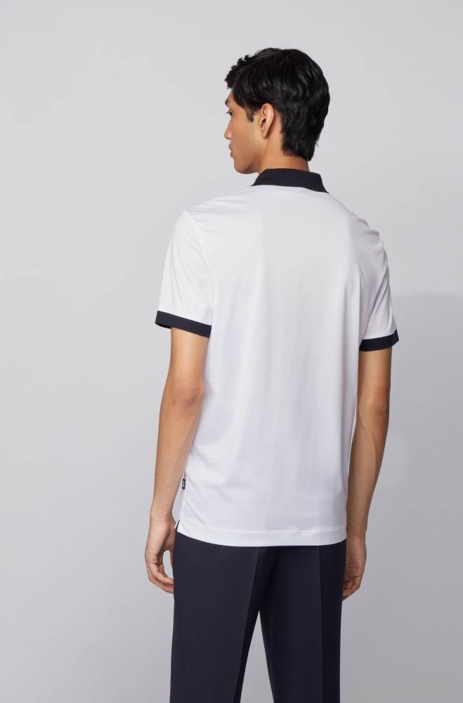 Hugo Boss Slim-fit polo shirt Hvite | 3FM2krxv