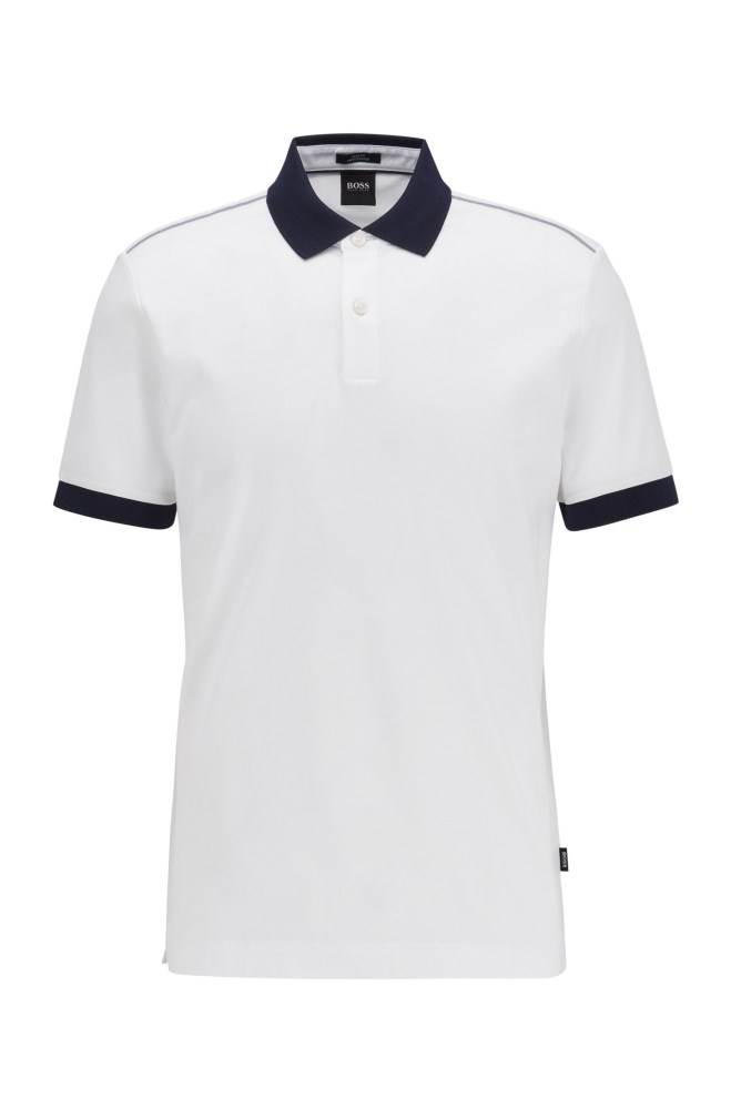 Hugo Boss Slim-fit polo shirt Hvite | 3FM2krxv