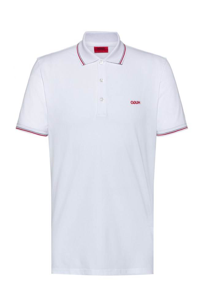 Hugo Boss Slim-fit polo shirt Hvite | 9isSmowh