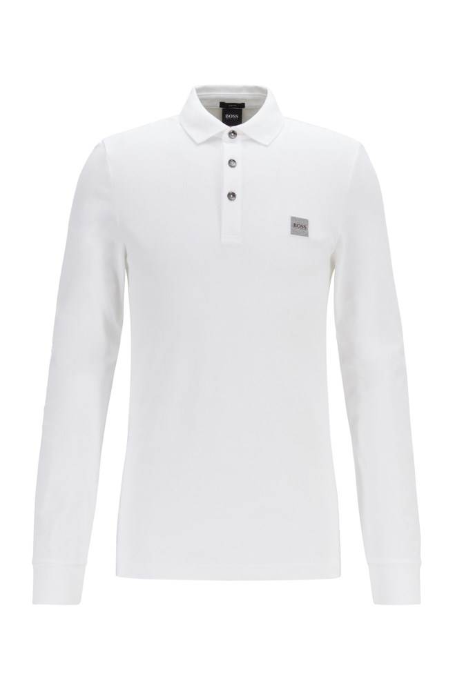 Hugo Boss Slim-fit polo shirt Hvite | CAvdxRoB