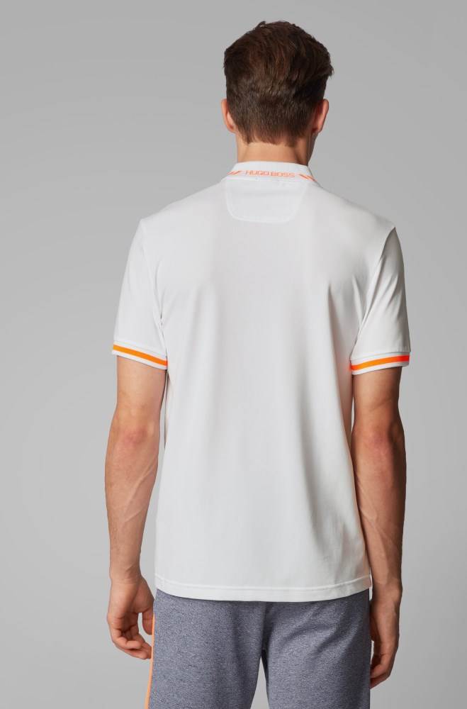 Hugo Boss Slim-fit polo shirt Hvite | IaawYuXK