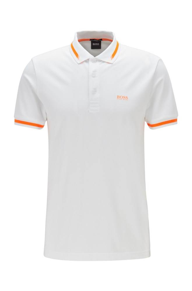 Hugo Boss Slim-fit polo shirt Hvite | IaawYuXK