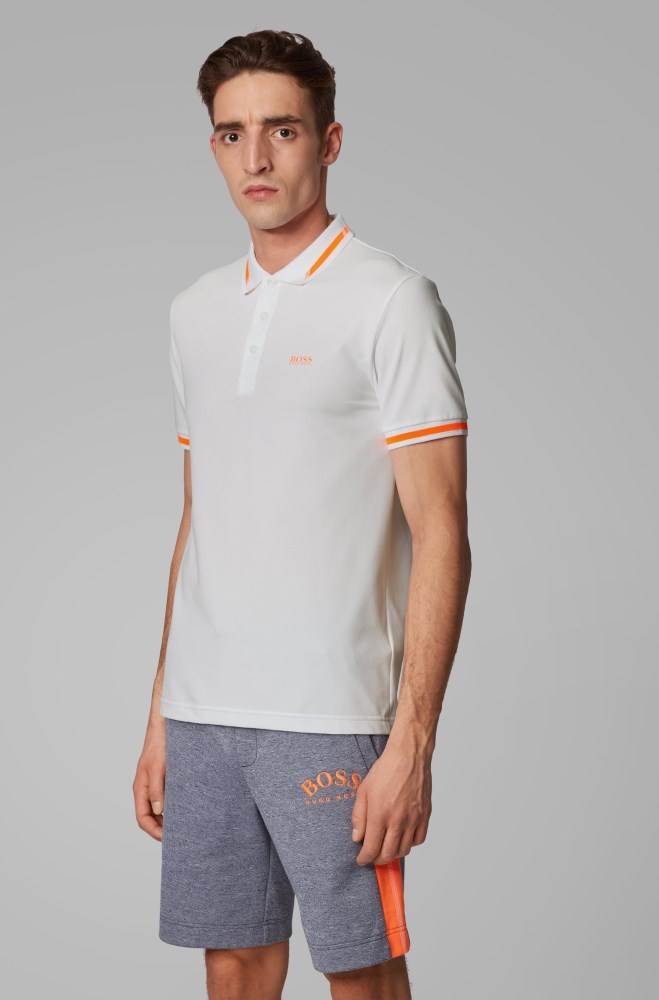 Hugo Boss Slim-fit polo shirt Hvite | IaawYuXK