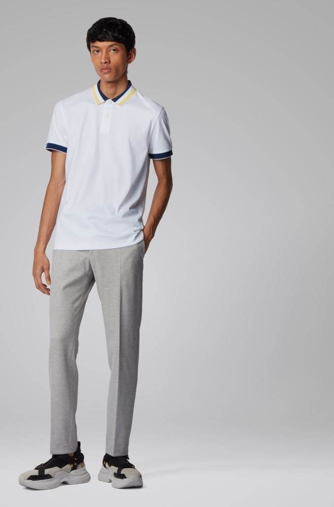 Hugo Boss Slim-fit polo shirt Hvite | KllaXyiC