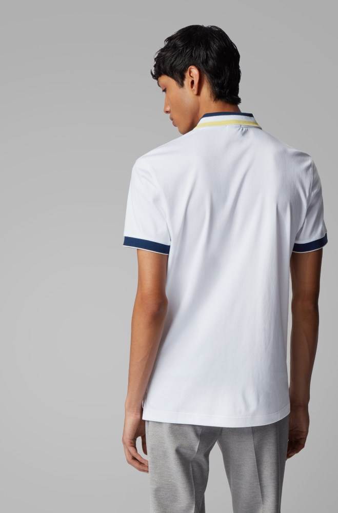 Hugo Boss Slim-fit polo shirt Hvite | KllaXyiC