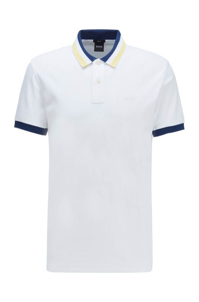 Hugo Boss Slim-fit polo shirt Hvite | KllaXyiC