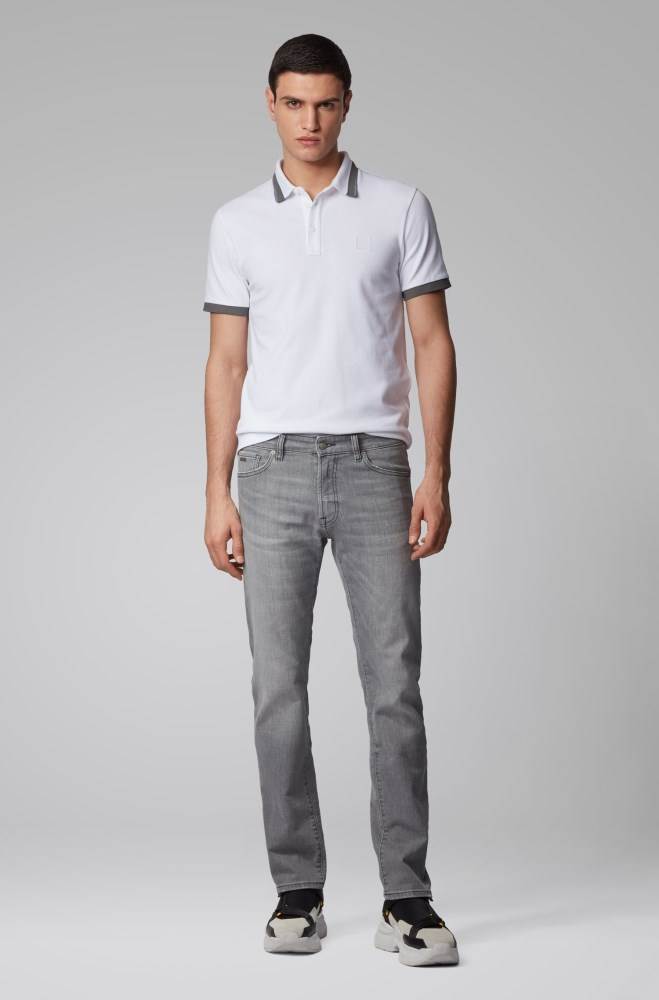 Hugo Boss Slim-fit polo shirt Hvite | LNDPJIgO