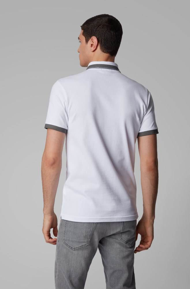 Hugo Boss Slim-fit polo shirt Hvite | LNDPJIgO