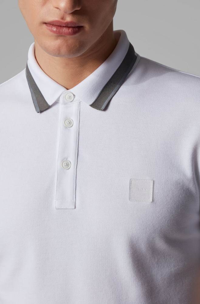 Hugo Boss Slim-fit polo shirt Hvite | LNDPJIgO