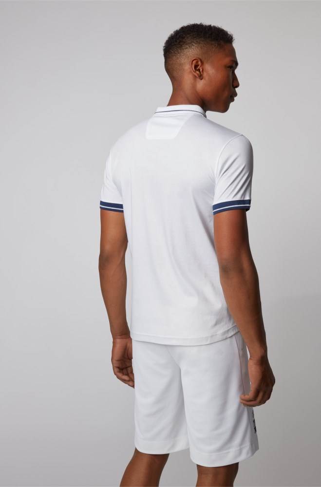 Hugo Boss Slim-fit polo shirt Hvite | PHMThXqp