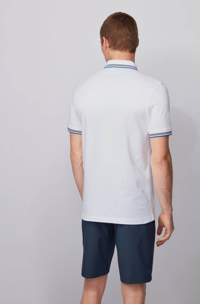 Hugo Boss Slim-fit polo shirt Hvite | WS7yIyun