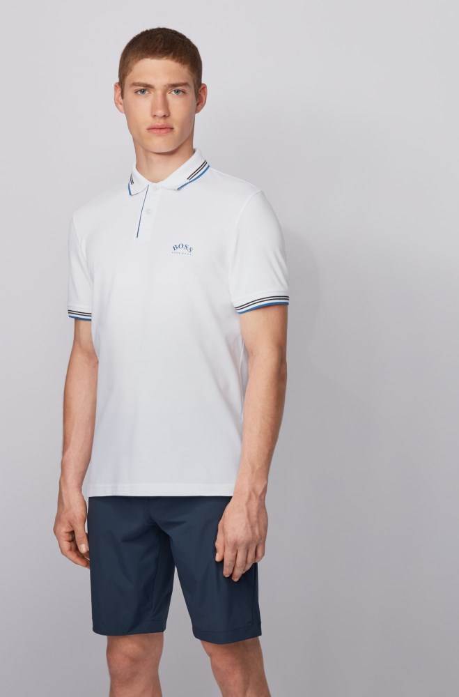 Hugo Boss Slim-fit polo shirt Hvite | WS7yIyun