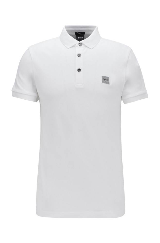 Hugo Boss Slim-fit polo shirt Hvite | hFj1B2lh