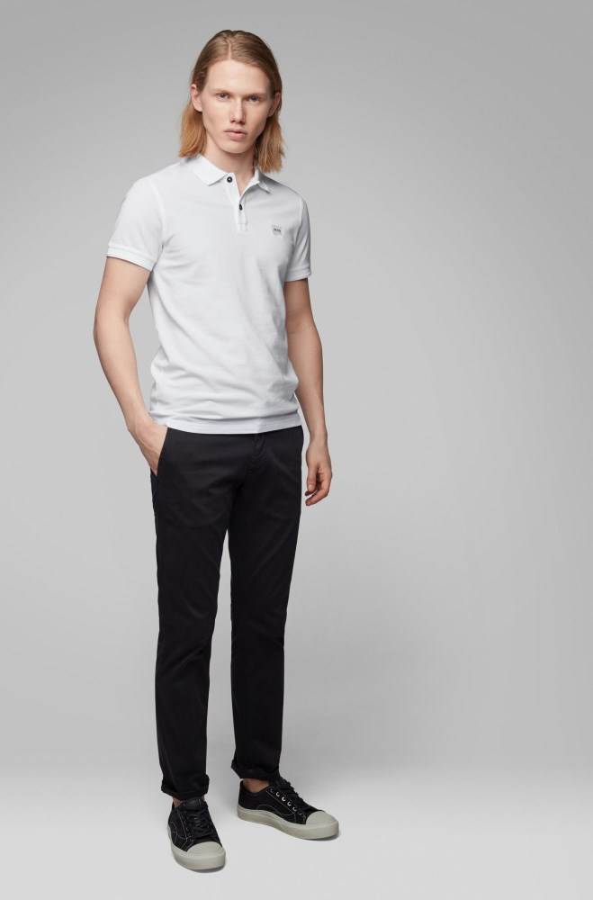 Hugo Boss Slim-fit polo shirt Hvite | igUVgY4B