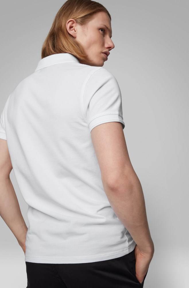 Hugo Boss Slim-fit polo shirt Hvite | igUVgY4B