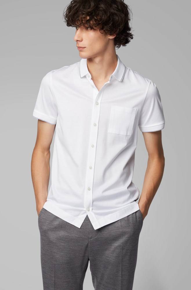 Hugo Boss Slim-fit polo shirt Hvite | q8o5zPul