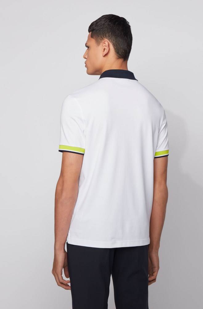 Hugo Boss Slim-fit polo shirt Hvite | uM4Wrz72