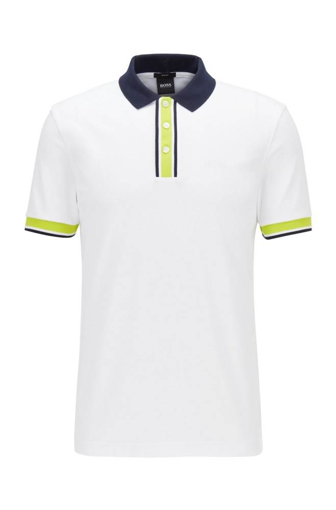 Hugo Boss Slim-fit polo shirt Hvite | uM4Wrz72