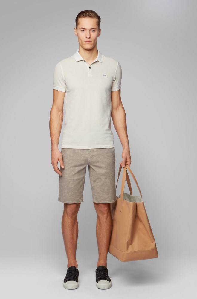 Hugo Boss Slim-fit polo shirt Lyse Beige | xB4A3peh