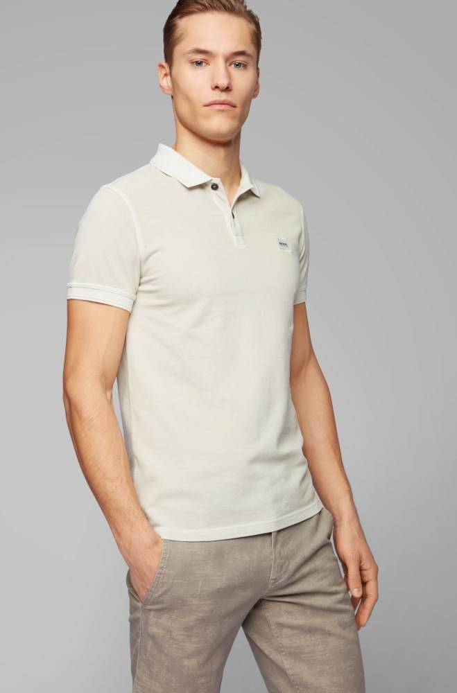 Hugo Boss Slim-fit polo shirt Lyse Beige | xB4A3peh