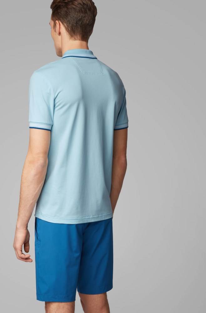 Hugo Boss Slim-fit polo shirt Lyse Blå | BiqkBgHU