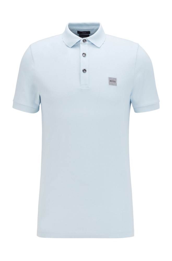 Hugo Boss Slim-fit polo shirt Lyse Blå | FlAQERRm