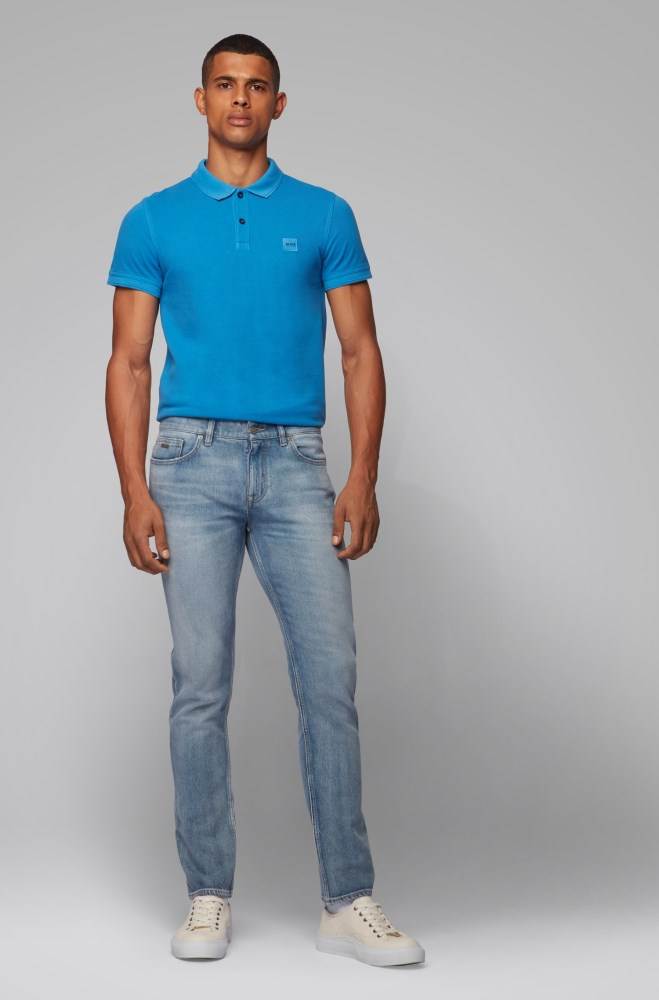 Hugo Boss Slim-fit polo shirt Lyse Blå | gsWDxLAS