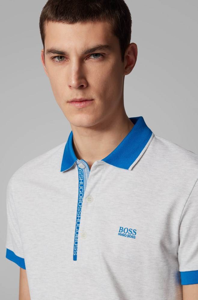 Hugo Boss Slim-fit polo shirt Lyse Grå | MLtZ4393