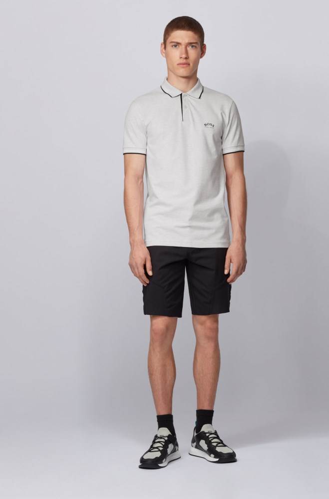 Hugo Boss Slim-fit polo shirt Lyse Grå | NHXGMAhW