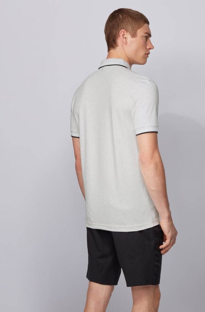 Hugo Boss Slim-fit polo shirt Lyse Grå | NHXGMAhW