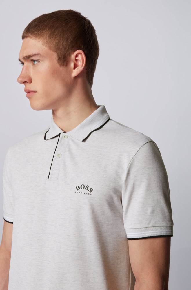 Hugo Boss Slim-fit polo shirt Lyse Grå | NHXGMAhW