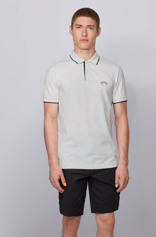 Hugo Boss Slim-fit polo shirt Lyse Grå | NHXGMAhW