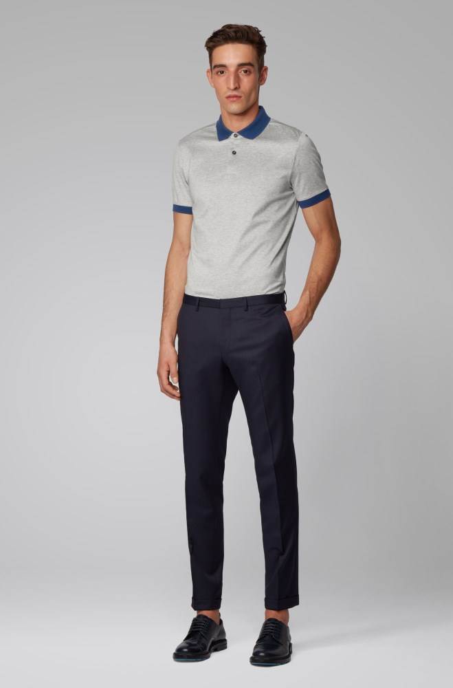 Hugo Boss Slim-fit polo shirt Lyse Grå | Za4alksI