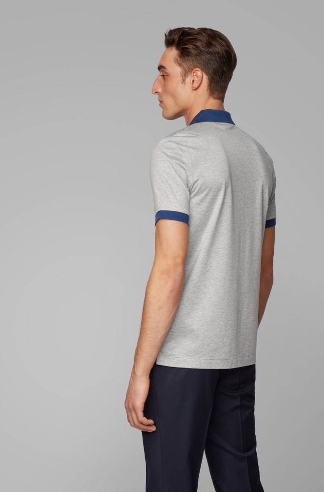 Hugo Boss Slim-fit polo shirt Lyse Grå | Za4alksI