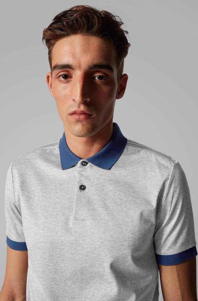 Hugo Boss Slim-fit polo shirt Lyse Grå | Za4alksI