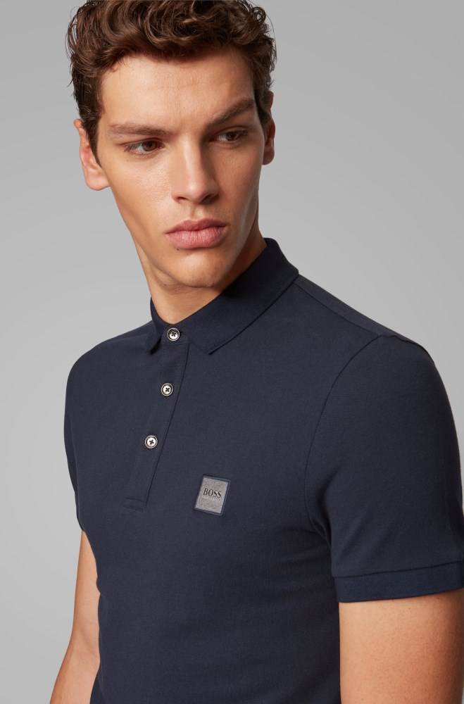 Hugo Boss Slim-fit polo shirt Mørke Blå | 6rNBS6oq